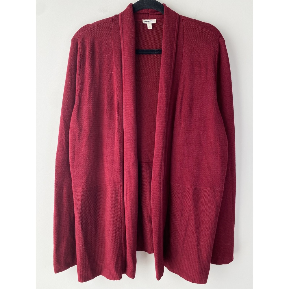 Talbots Womens Cardigan XL Burgundy Red Open Front Heavyweight Knit‎ Classic